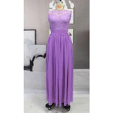 Women Lace Wedding Dress round Neck Lace Chiffon Dress Large Swing Dress Gown