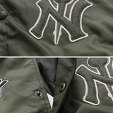 Yankee Letterman Jacket Outfit Senior Jackets Varsity Baseball College Coat Mlbny Jacket Spring Coat Army Green Quilted