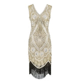 The Great Gatsby Dress Attire Vintage Dress Deep V Tassel Evening Party Dress