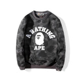 Shark Print Sweatshirt Men's Youth Camouflage Brushed Sweater Autumn and Winter Cotton plus Size Student Pullover Sweater