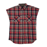 Mens Flannel Jacket Fog 6Th Stand Collar Flannel Plaid Loose Sleeveless Jacket Short-Sleeved Shirt