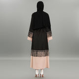 Muslim Women Stylish Kashibo Abaya Muslim Ladies Long Gown Islamic Clothing Jilbab Jalabiya Tassel Lace Stitching Fashion Zipper Cardigan Robe