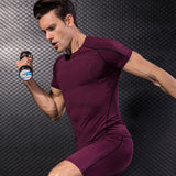 Moisture Wicking Shirts Men's Short Sleeve Fitness Sports Running Training Wear Stretch Quick Drying Clothes