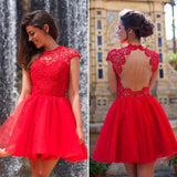 Women Lace Wedding Dress round Neck Backless Dress
