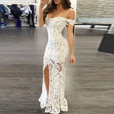 Women Lace Wedding Dress Sexy Slim Hip Pencil Skirt Long Dress