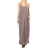 Work Dresses with Pockets Women's Solid Color Loose Pockets Long Dress Vest Dress Sexy Sling Dress