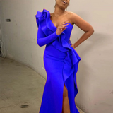 Mariah Carey See through Dress Sexy One-Shoulder Slim Dress Dress