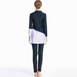 Burkini Muslim Swimwear Conservative Swimwear Color Block Beach Split Swimsuit Long Sleeve