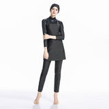 Burkini Muslim Swimwear Conservative Swimwear Slim Fit Patchwork Three-Piece Set Beachwear Women