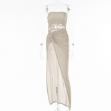 Mariah Carey Dress Temperament Split Dress Sexy Backless Hollow-out Dress