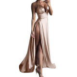 Prom Dresses Long Dress Solid Color Mid-Waist Strap Type Waist-Tight Temperament Commute Dress