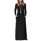 Work Dresses with Pockets Autumn and Winter Women's Long Sleeve Pocket Dress Formal Dress