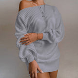 Sweater Dress Outfit With Tights 2 Piece Set Women Autumn Winter Dress Casual Knitted Sweater Dress
