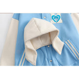 Letterman Jacket Outfit Senior Jackets Varsity Baseball Coat Hooded Jacket Stitching Loose Baseball Uniform Coat