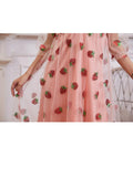 Pink Long Sleeve Strawberry Dress Cottagecore Aesthetic Fairycore Dress Princess Gown Midi Dress Prom Dress