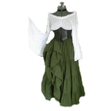Vintage Empire Waist Dress Renaissance Medieval Long Sleeve Dress