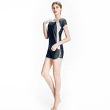 Burkini Muslim Swimwear Color Matching Shorts Short Sleeve Top Two-Piece Set Beachwear