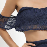 Women Lace Wedding Dress Beach Dress Tube Top Backless Two-Piece Set