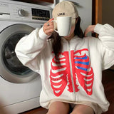 Skeleton Hoodie Bone Dark Y2g Zipper Fleece Clothes