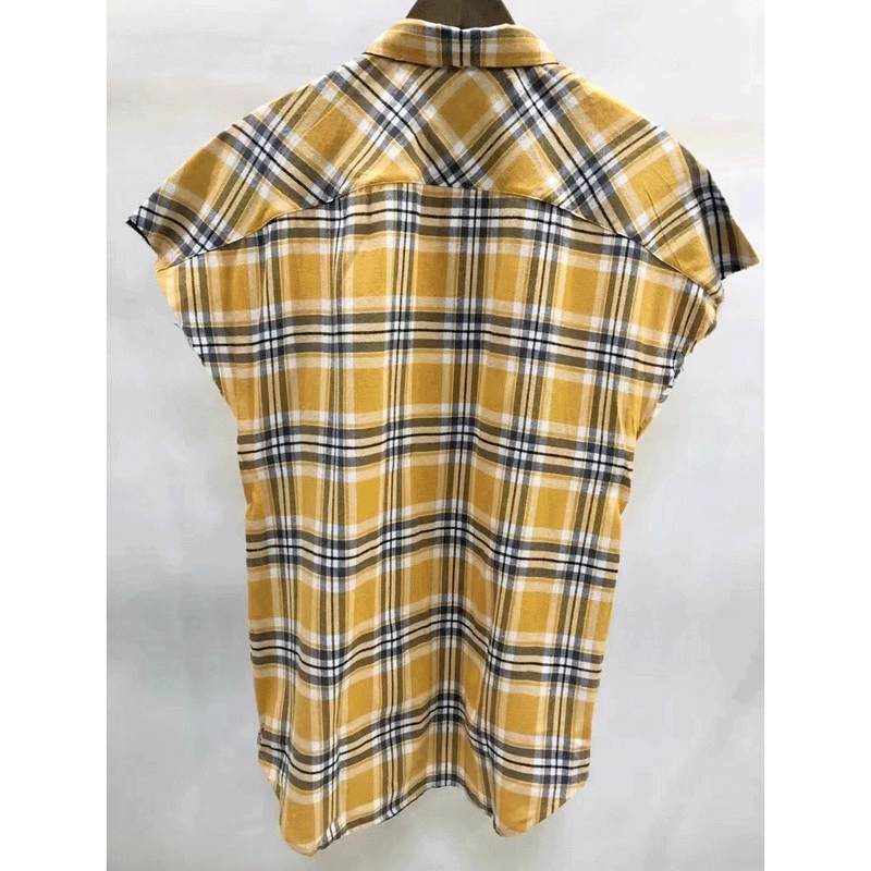 Mens Flannel Jacket Fog 6Th Stand Collar Flannel Plaid Loose Sleeveless Jacket Short-Sleeved Shirt