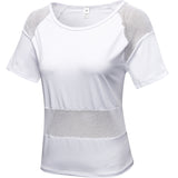 Moisture Wicking Shirts Ladies' Mesh Stitching Yoga Clothes Loose Casual Running Workout Clothes