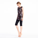 Burkini Muslim Swimwear Printed Sleeveless Swimsuit Conservative Swimwear