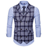 Tuxedo Vests Men Suit Vest Men's Vest Plaid Double Breasted Vest