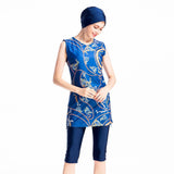 Burkini Muslim Swimwear Printed Sleeveless Swimsuit Conservative Swimwear