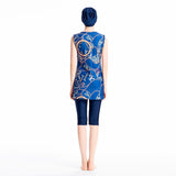 Burkini Muslim Swimwear Printed Sleeveless Swimsuit Conservative Swimwear