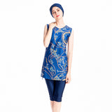 Burkini Muslim Swimwear Printed Sleeveless Swimsuit Conservative Swimwear