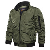 Men Fit Bomber Jacket Windbreaker Moto Street Coat Men's Casual Solid Color Stand Collar Flight Jacket