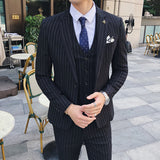 Seersucker Suit Gentleman Striped Suit Three-Piece Suit