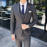 Seersucker Suit Gentleman Striped Suit Three-Piece Suit