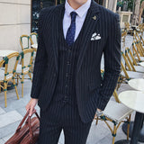 Seersucker Suit Gentleman Striped Suit Three-Piece Suit