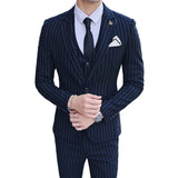 Seersucker Suit Gentleman Striped Suit Three-Piece Suit