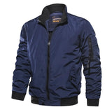 Men Fit Bomber Jacket Windbreaker Moto Street Coat Men's Casual Solid Color Stand Collar Flight Jacket