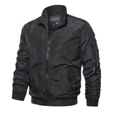 Men Fit Bomber Jacket Windbreaker Moto Street Coat Men's Casual Solid Color Stand Collar Flight Jacket