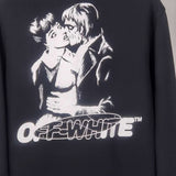 Off White Sweatshirts Long Sleeve round Neck Sweater Autumn and Winter Devil's Kiss Kiss Printed Pullover Leisure Sweater