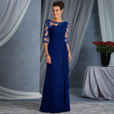 Women Lace Wedding Dress Spring/Summer Lace See-through round Neck Shirt with Half Sleeve Dress Gown