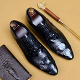 Indo Western Shoes Handmade Men's Business Formal Leather Shoes Pointed Leather Crocodile Pattern Men's Shoes