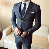 Seersucker Suit Two-Button Three-Piece Suit for Men