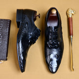 Indo Western Shoes Handmade Men's Business Formal Leather Shoes Pointed Leather Crocodile Pattern Men's Shoes