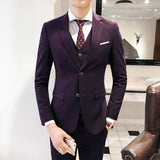 Seersucker Suit Two-Button Three-Piece Suit for Men