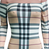 Women Plaid Dress Women Checkered Bodycon Sexy Dresses Fashion Casual Classic Plaid Long Sleeve Slim Fit Sexy Dress