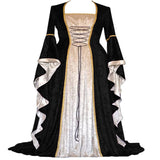 Vintage Empire Waist Dress Vintage Medieval Long Women's Dress with Bell Sleeves
