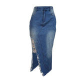 Nina Parker Dresses Fashion Slit Tassel Denim Skirt