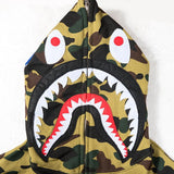 Shark Print Hoodie Autumn and Winter Shark Mouth Men and Women Casual Camouflage Thin Sweater Baggy Coat