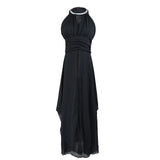 Prom Dresses Halter Beaded Swing Strapless Sexy Dress Chiffon Formal Dress