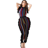 Women Striped Catsuit Jumpsuit Autumn Fashion Jumpsuit