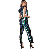 Women Striped Catsuit Jumpsuit Autumn Fashion Jumpsuit